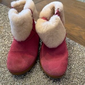 Pink Suede Boots with Cream Fur Lining